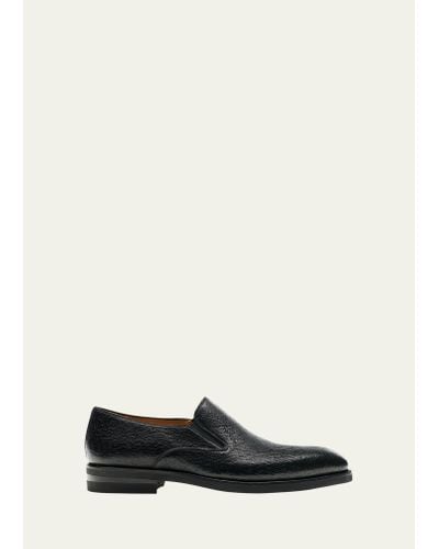 Magnanni Lima Peccary Leather Loafers - Black