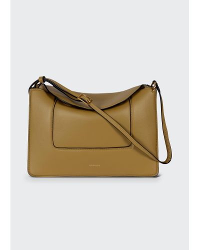 Wandler Penelope Italian Leather Flap Shoulder Bag - Natural