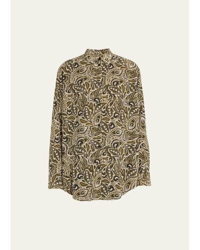 Matteau Paisley-print Long-sleeve Silk Shirt - Natural