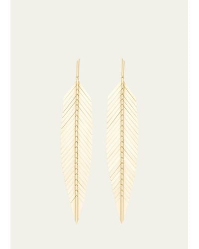 CADAR 18k Yellow Gold Large Feather Drop Earrings - Natural