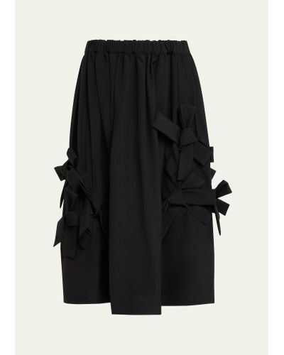 Comme des Garçons Bow Elastic Waist Wool Midi Skirt - Black
