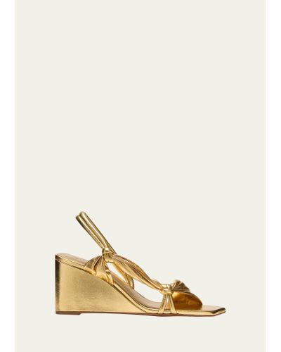 MERCEDES CASTILLO Laura Knotted Metallic Wedge Sandals - Natural