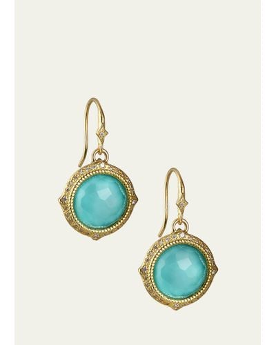 Armenta Old World Turquoise/quartz Drop Earrings W/ Diamonds & 18k Gold - Blue