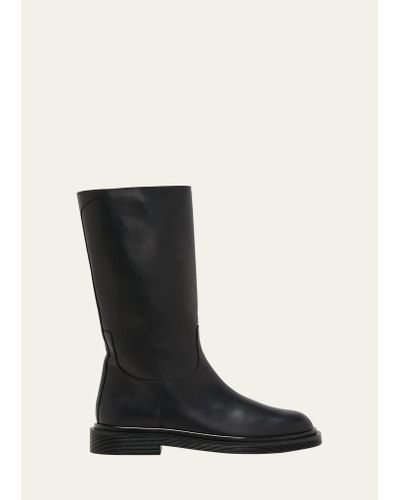 The Row Leather Ranger Mid Boots - Black