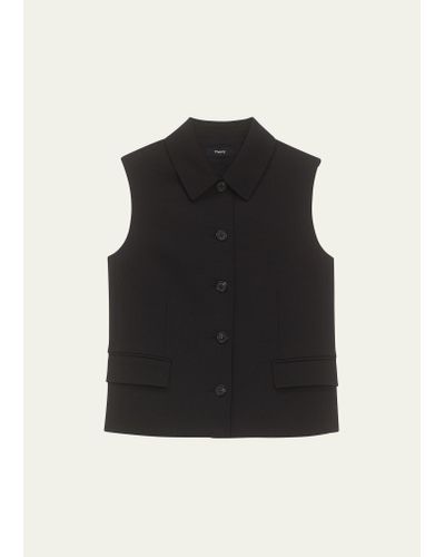 Theory Tailored Wool-blend Vest - Black