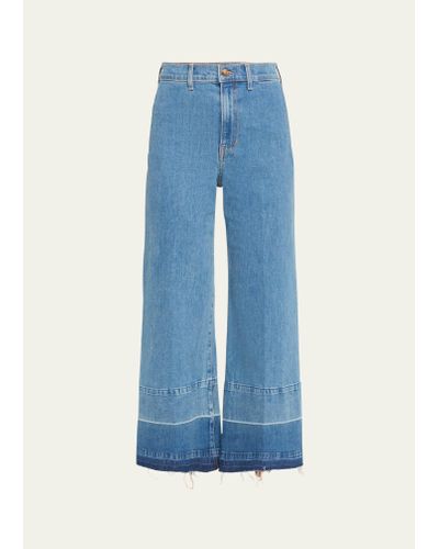 Veronica Beard Grant Wide-leg Crop Jeans With Deep Released Hem - Blue