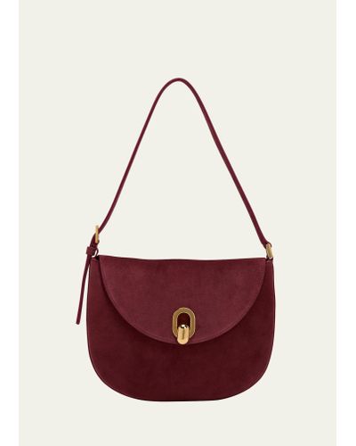 SAVETTE The Tondo Suede Hobo Bag - Red