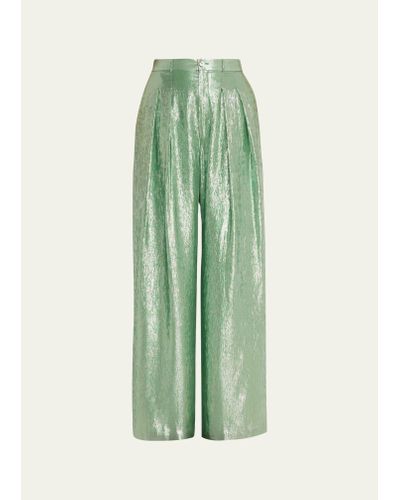 Indress Metallic Pleated Pants - Green