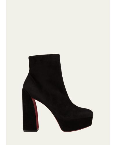 Christian Louboutin Movida Suede 130mm Red Sole Booties - Black