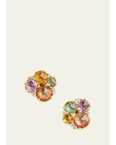 Jamie Wolf 18k Yellow Gold Rose-cut Multicolor Sapphire And Diamond Stud Earrings - Metallic