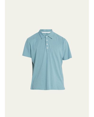 Rag & Bone Linen-blend Polo Shirt - Blue