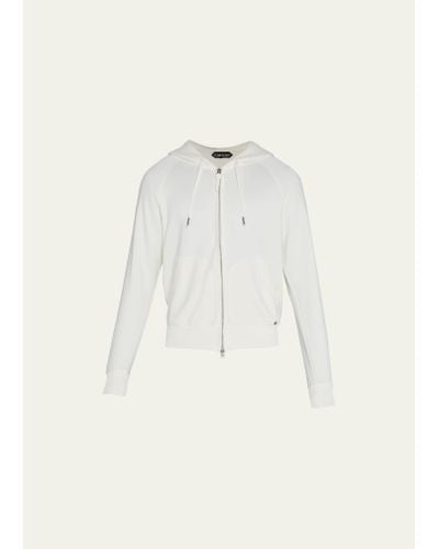 Tom Ford Solid Hooded Zip Sweater - Natural