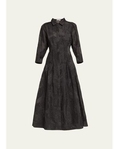 Jonathan Simkhai Court Textured Short-sleeve Midi Shirtdress - Black