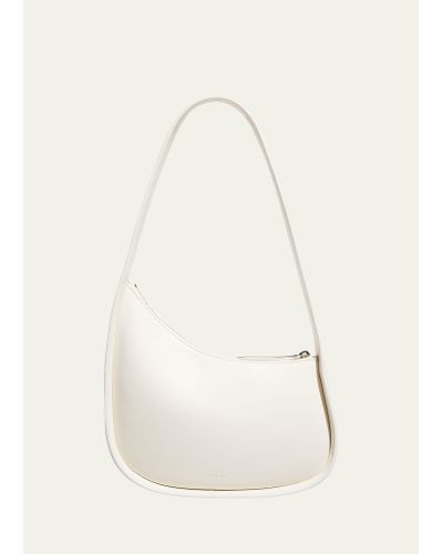 The Row Half Moon Hobo Bag In Calfskin Leather - Natural