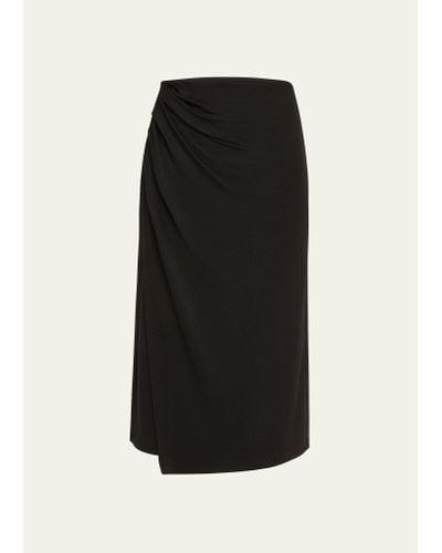 Vince Side-drape Jersey Midi Skirt - Black