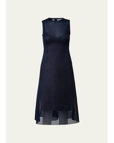 Akris Polyester Techno Semi-sheer Midi Dress - Blue