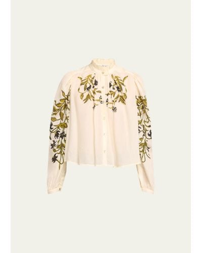 Alix Of Bohemia Annabel Olive Lily Valley Shirt - Natural