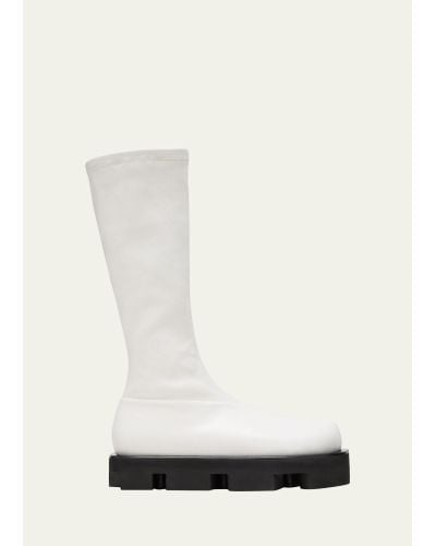 Jil Sander Stretch Leather Chunky Ankle Boots - White