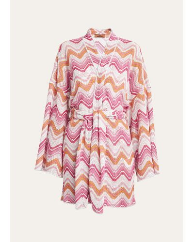 Missoni Microshaded Zig-zag Kimono Coverup - Pink