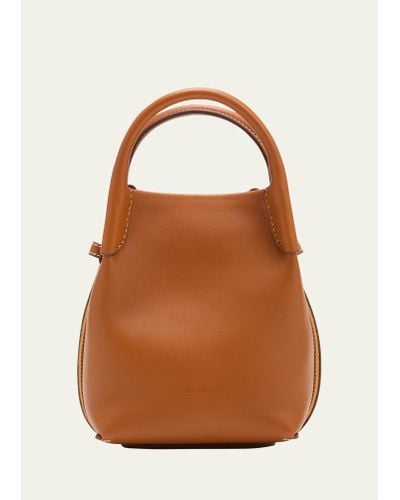 Loro Piana Bale Micro Rounded Leather Top-handle Bag - Brown