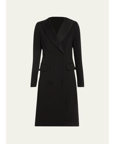 Teri Jon Double-breasted Tuxedo Coat Dress - Black