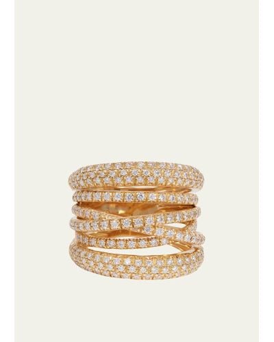 Sidney Garber 18k Yellow Gold Diamond Scribble Band Ring - Natural