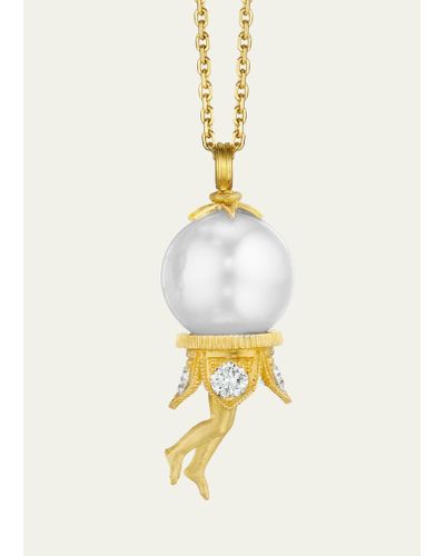 Anthony Lent Bosch Pearl Pendant Necklace In 18k Gold - Metallic