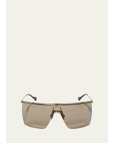 Gucci Flat-top Metal Shield Sunglasses - Natural