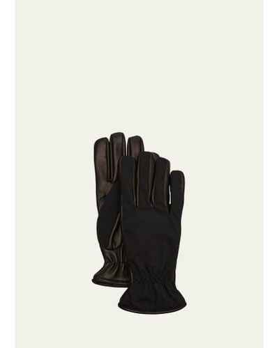 Bergdorf Goodman Tonal Leather/suede Gloves - Black