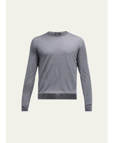 Charvet Solid Cashmere-silk Crewneck Sweater - Blue