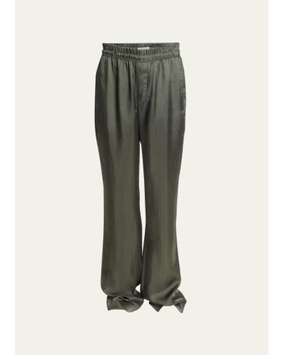 Saint Laurent Twill Satin Pajama Pants - Green