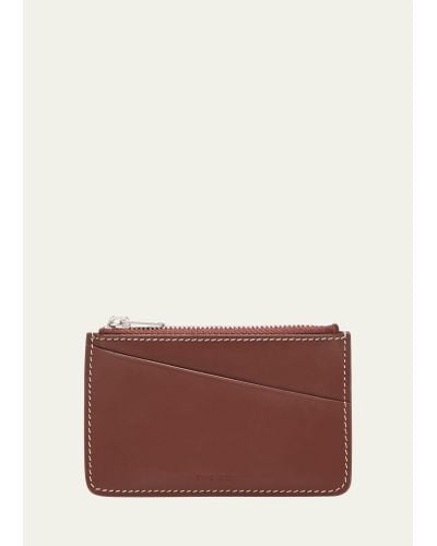 The Row Zip Wallet In Calf Leather - Brown
