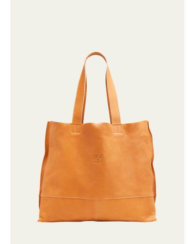 Il Bisonte Valentina Vachetta Leather Tote Bag - Orange