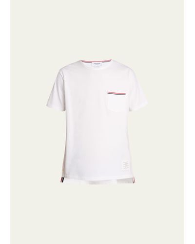 Thom Browne Short-sleeve Logo Pocket T-shirt - Natural