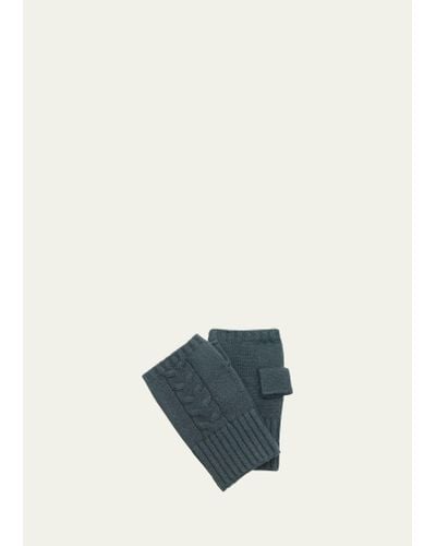 Bergdorf Goodman Cable-knit Fingerless Gloves - Blue