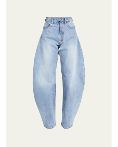 Alaïa Exaggerated Rounded Wide-leg Denim Jeans - Blue