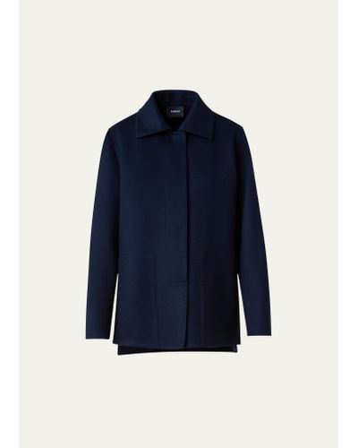 Akris Oversized Wool Double-face Long Jacket - Blue