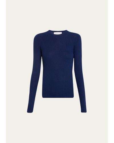 Michael Kors Hutton Ribbed Cashmere Pullover - Blue