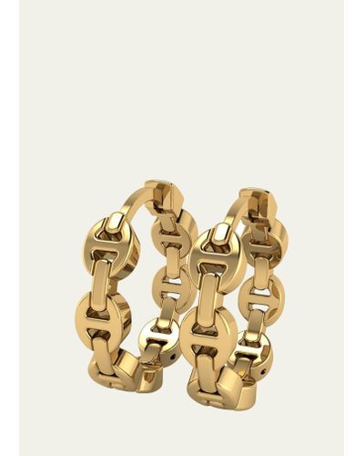 Hoorsenbuhs 18k Yellow Gold Micro Tri Link Huggie Earrings - Metallic