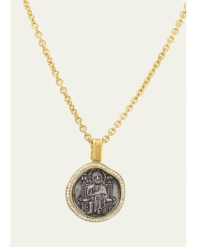 Jorge Adeler 18k Reversible Diamond Venetian Christ Coin Pendant - White