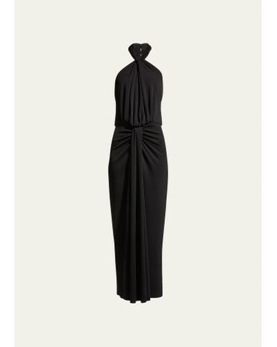 Cinq À Sept Kaily Twisted Jersey Halter Maxi Dress - Black