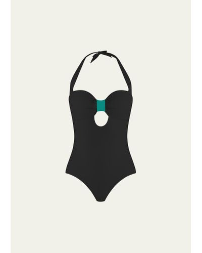 VALIMARE Sicily Bow Halter One-piece Swimsuit - Black