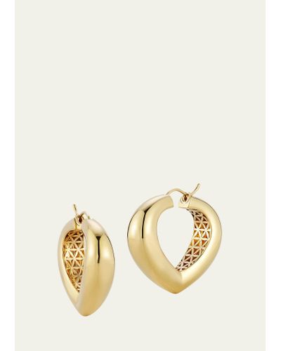 ARK Fine Jewelry 18k Yellow Gold Large Bubble Shield Hoop Earrings - Metallic