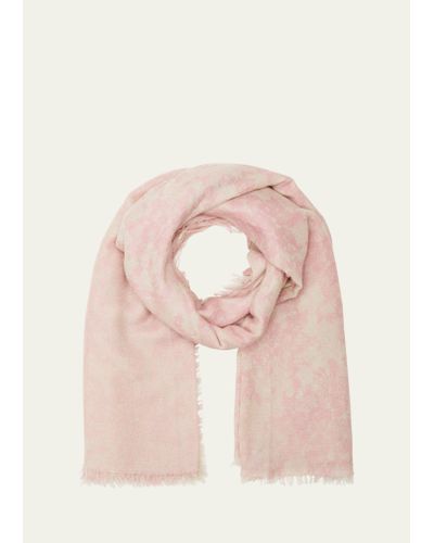 Bajra Lace-print Wool-silk Scarf - Pink