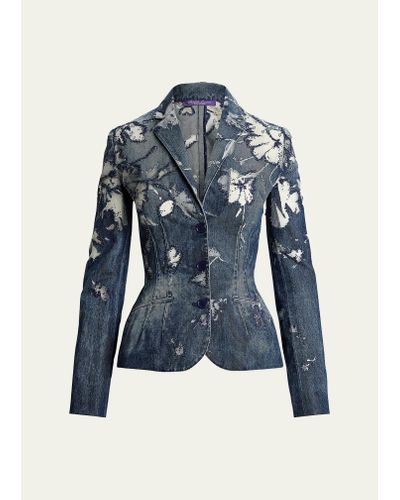 Ralph Lauren Collection Holt Embellished Devoré Jacket - Blue