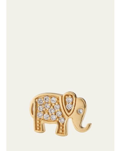 Sydney Evan 14k Yellow Gold Diamond Elephant Stud Earring - Natural