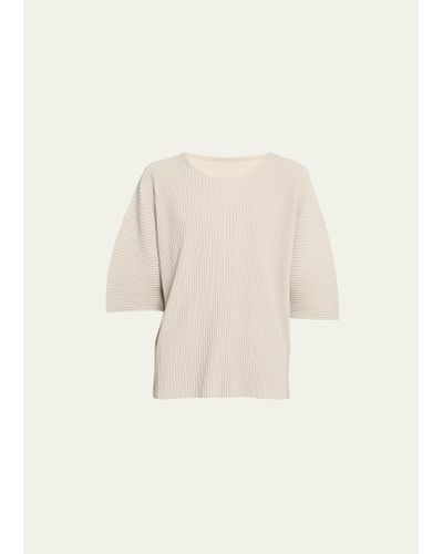 Homme Plissé Issey Miyake Pleated Drop-shoulder Shirt - Natural