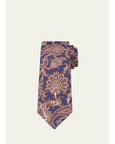 Kiton Silk Foulard Paisley-print Tie - White