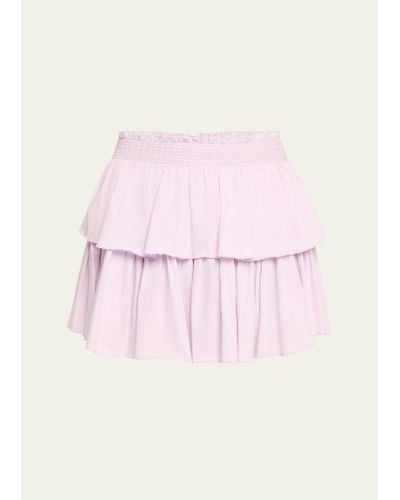 LoveShackFancy Tiered Ruffle Mini Skirt - Pink