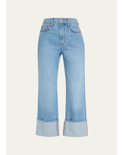 Veronica Beard Dylan High Rise Straight Cuffed Jeans - Blue